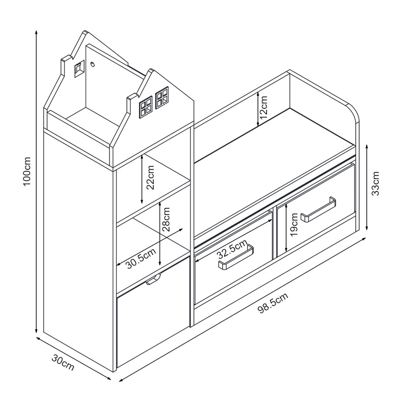 Maatschets Kinderrek met zitbank Vipsali 100x99x30 cm [en.casa]
