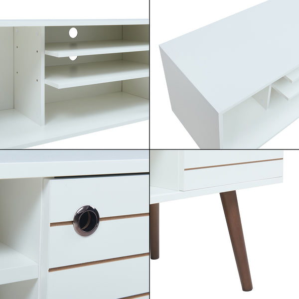 Tv-meubel Vare 130x40x66 cm wit en walnootkleurig [en.casa]