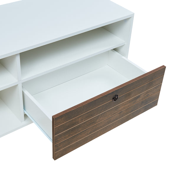 Tv-meubel Vare 165x40x66 cm wit en walnootkleurig [en.casa]