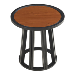 Bijzettafel Burgess 51xØ51 cm zwart en walnootkleurig [en.casa]