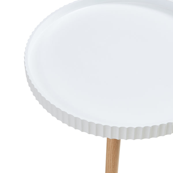 Bijzettafel Bongard rond 45xØ50 cm wit en naturel [en.casa]