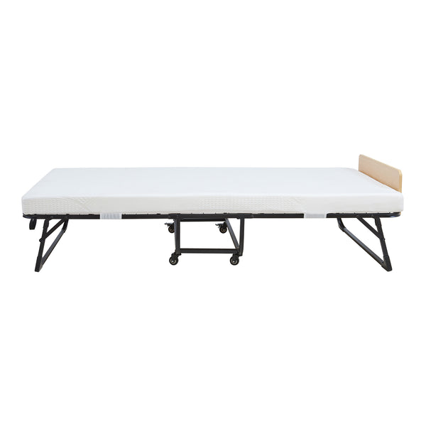 Opklapbed Lustendi 90x200 cm met matras zwart eiken en wit [en.casa]
