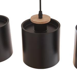 Hanglamp Posdand 5xE27 houtkleurig en zwart lux.pro