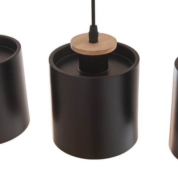 Hanglamp Posdand 5xE27 houtkleurig en zwart lux.pro