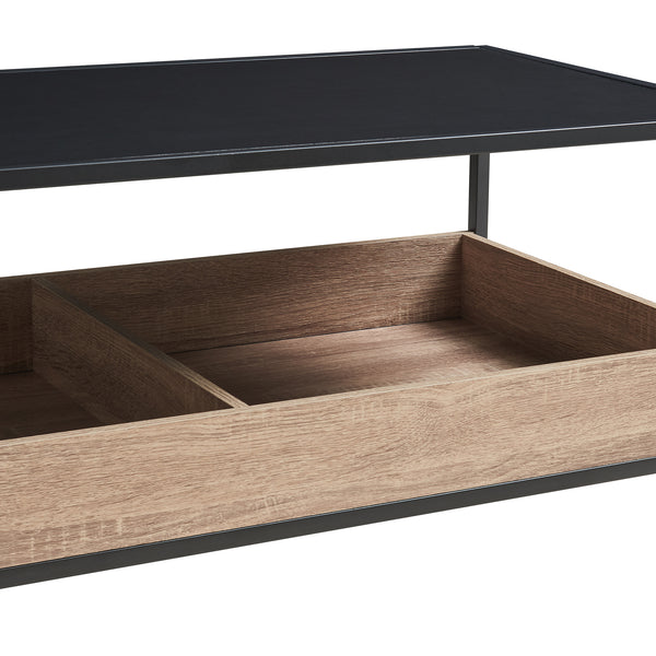 Salontafel Belana 100x48x39 cm zwart en eikenkleurig [en.casa]