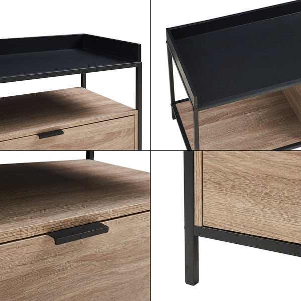 Tv meubel Belana 120x40x54 cm zwart en eikenkleurig [en.casa]