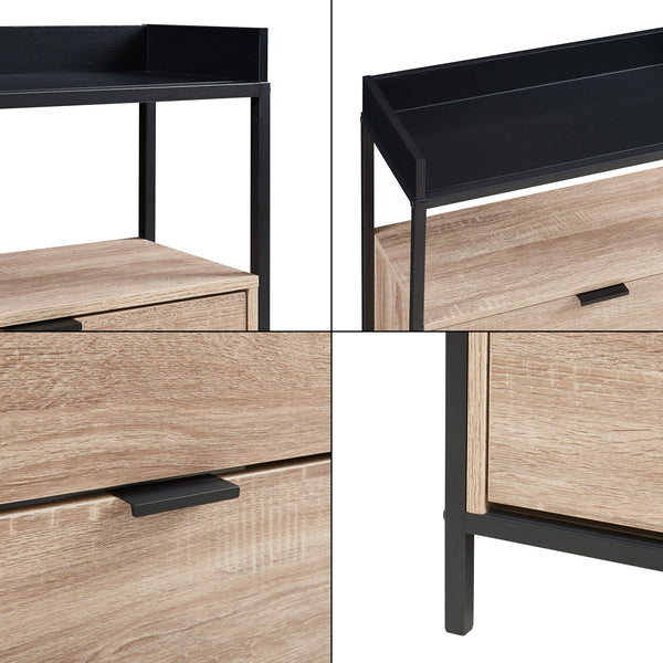 Schoenkast Belana 116x60x24 cm zwart en eikenkleurig [en.casa]