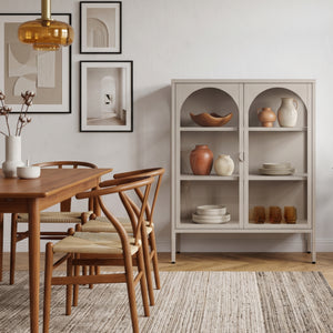 Dressoir Klippestad vitrinekast 95x80x35 cm camel [en.casa]