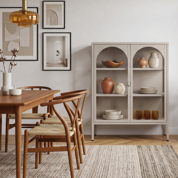 Dressoir Klippestad vitrinekast 95x80x35 cm camel [en.casa]