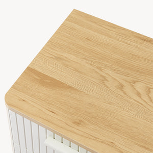 Nachtkastje Ferrersp 50x40x40 cm eikenkleurig havermout en naturel [en.casa]