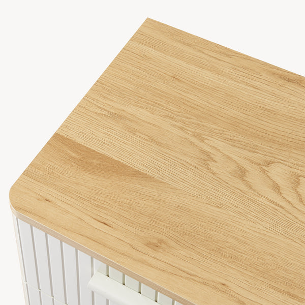 Nachtkastje Ferrersp 50x40x40 cm eikenkleurig havermout en naturel [en.casa]