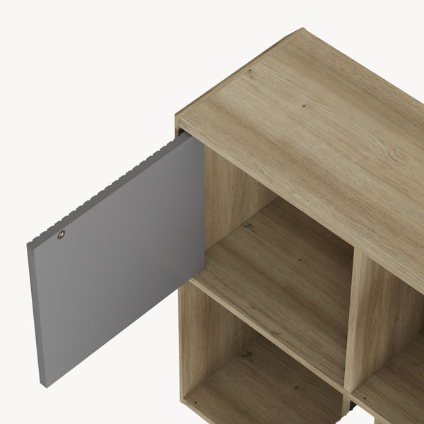 Dressoir Trömi 75x120x30 cm eikenkleurig en grijs [en.casa] 