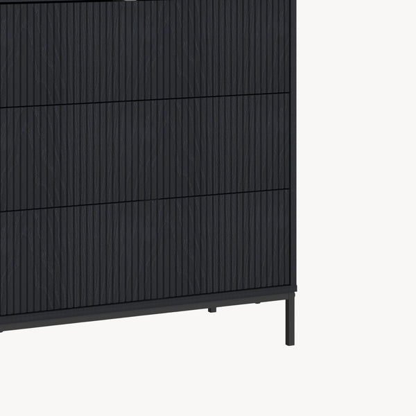 Ladekast Nykapin commode met 3 lades 80x80x40 cm zwart [en.casa] 