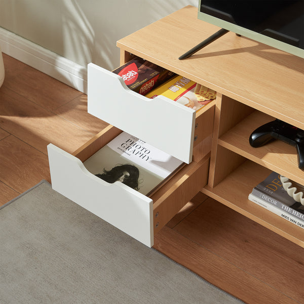 Tv-meubel Bordkak 140x30x45 cm eikenkleurig en wit [en.casa]