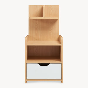Nachtkastje Bordkak met opbergrek 75x35x30 cm eikenkleurig en wit [en.casa]