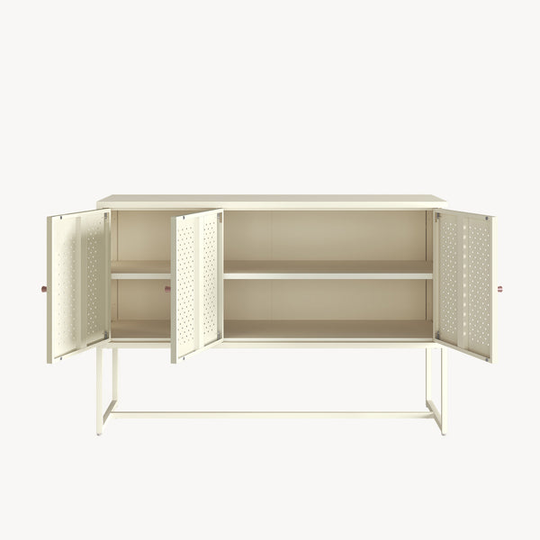 Dressoir Viitasaari commode met 3 deuren 120x40x80 cm crèmewit [en.casa]