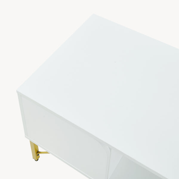 Salontafel Reyri 80x45x42 cm Wit/Goudkleurig