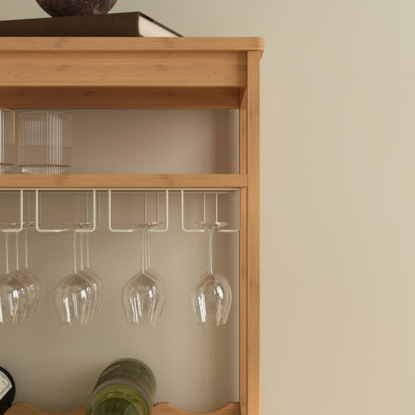 Wijnrek Fillby met glashouder bamboe 80x30x85 cm naturel [en.casa] 