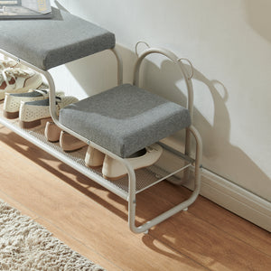 Schoenenbank Jässaatka met kinderkruk 100x32x46 cm grijs [en.casa] 