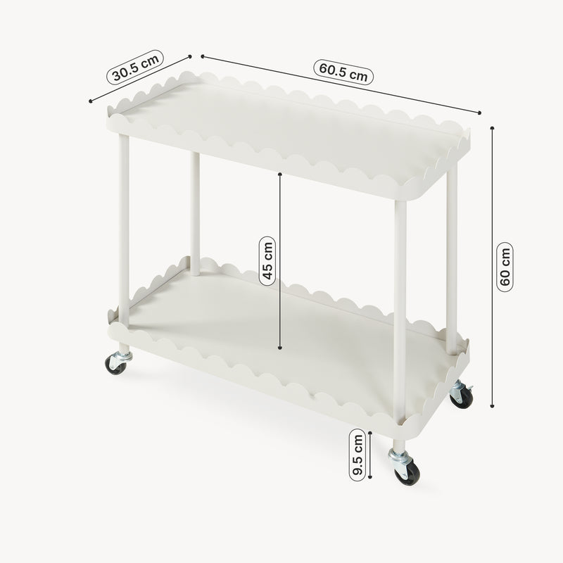 Maatschets Serveerwagen Bolmanralu trolley 60x61x31 cm grijs [en.casa] 