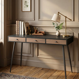 Bureau Tumba 115x48x76 cm Zwart/Walnootlook [en.casa]