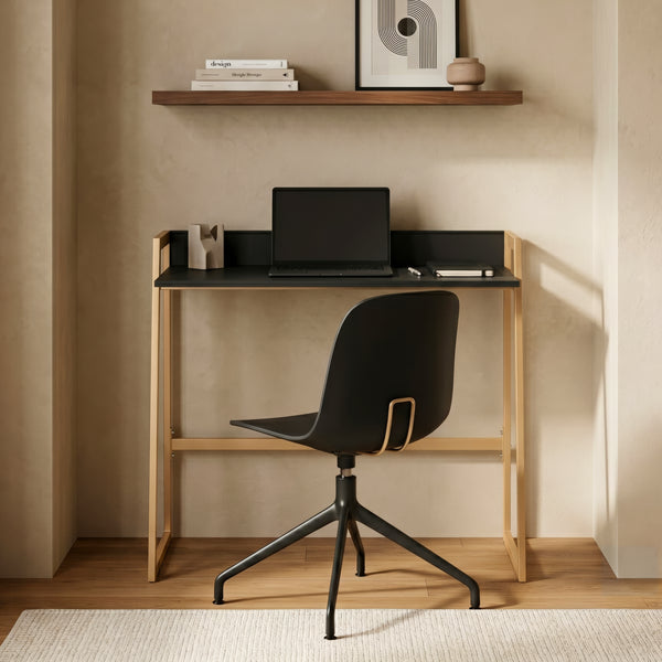 Bureau Kuomi 84x73x47 cm Beige/Donkergrijs [en.casa]