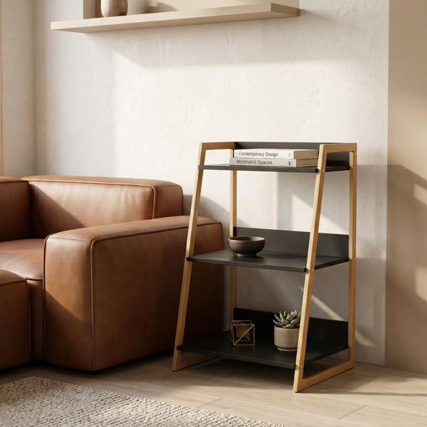 Stellingkast Kuomi 84x53x47 cm Beige/Donkergrijs [en.casa]