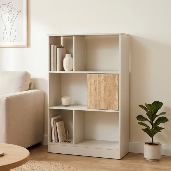 Boekenkast Karena 112x70x30 cm Crèmewit/Eikenlook [en.casa]