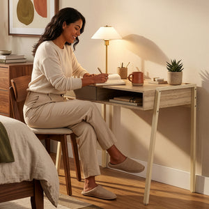 Bureau Boderas 107x55x78 cm Beige/Travertijn [en.casa]