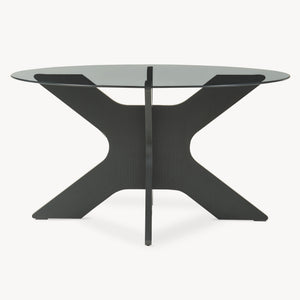 Salontafel Imi met glazen blad Ø70x35 cm Zwart/Grijs [en.casa]