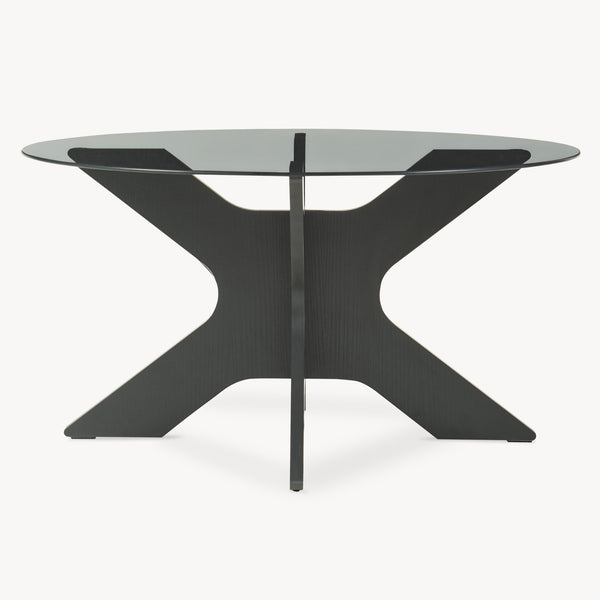 Salontafel Imi met glazen blad Ø70x35 cm Zwart/Grijs [en.casa]