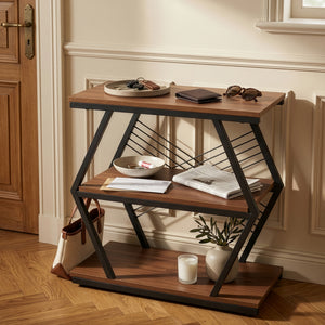 Bijzettafel Nolarg 65x30x61 cm Zwart/Walnootlook [en.casa]