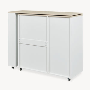 Rijdbaar keukeniland met draaibaar werkblad Kudebola 115x40x94 cm eikenlook/wit [en.casa]