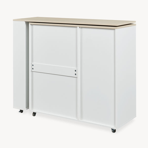 Rijdbaar keukeniland met draaibaar werkblad Kudebola 115x40x94 cm eikenlook/wit [en.casa]