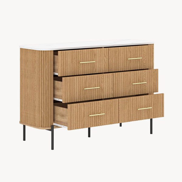 Kast Kokunse met 6 laden 120x42x78 cm eikenlook [en.casa]