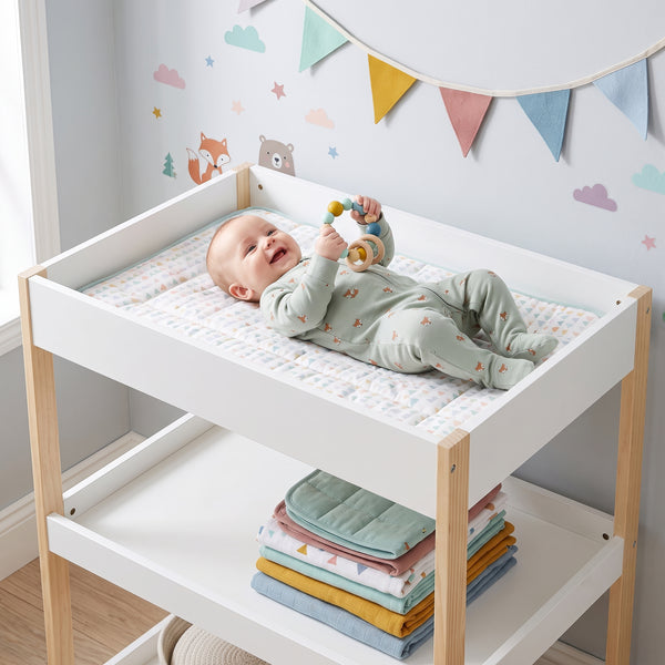 Wickeltisch Oupilu met 2 planken 91x82x53 cm Wit [en.casa]