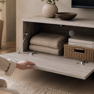 Tv-kast Kapipimso met 3 kleppen 194x31x37 cm eikenlook, grijs [en.casa]