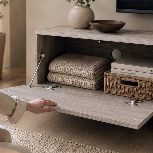 Tv-kast Kapipimso met 3 kleppen 194x31x37 cm eikenlook, grijs [en.casa]