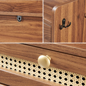 Schoenenrek Virievarnu 111x60x24 cm Notenhoutlook [en.casa]