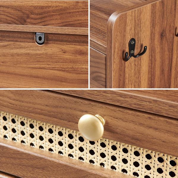 Schoenenrek Virievarnu 111x60x24 cm Notenhoutlook [en.casa]