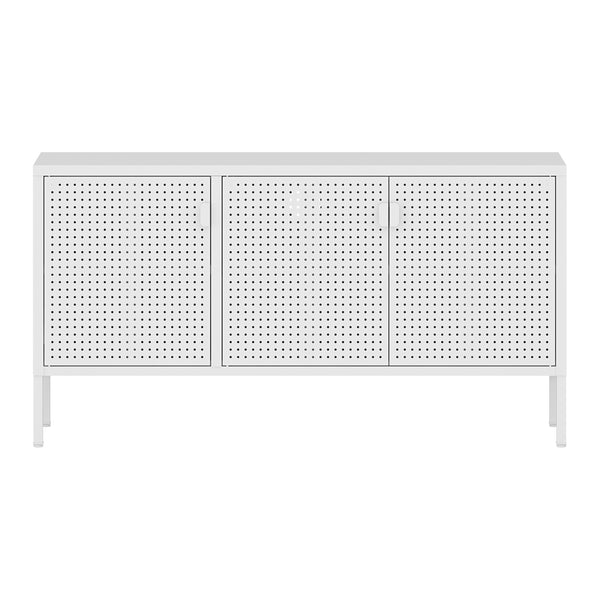 TV meubel Castelli 114x40x60 cm metaal met 3 deuren wit [en.casa]