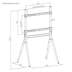 TV standaard Vega Tv statief 136,5x83x60 cm tot 70 inch zwart mat pro.tec