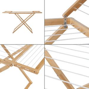Droogrek Fakala wasrek staand inklapbaar 154x59x82 cm naturel en wit [en.casa]