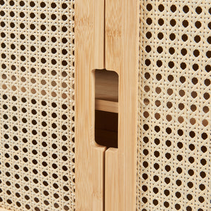 Badkamerkast Tervola zwevend 60x60x20 cm zwart naturel en rotan look [en.casa]