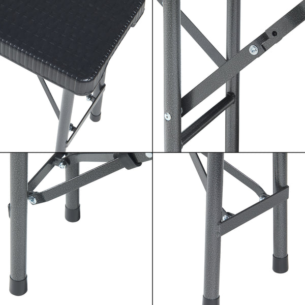 Tuinbank Mark set van 2 opvouwbaar 180x25x43 cm rotan look zwart [en.casa]