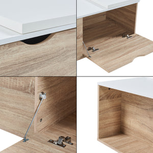 Bijzettafel Österåker 100x47,5x40 cm houtkleurig en wit [en.casa]