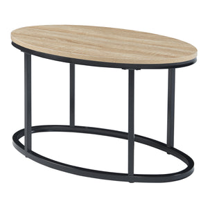 Salontafel Niederlande ovaal set van 2 zwart en eikenkleurig [en.casa]