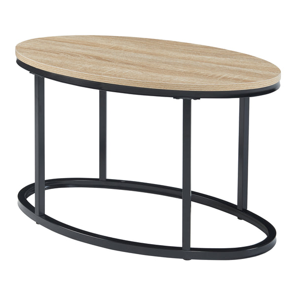 Salontafel Niederlande ovaal set van 2 zwart en eikenkleurig [en.casa]