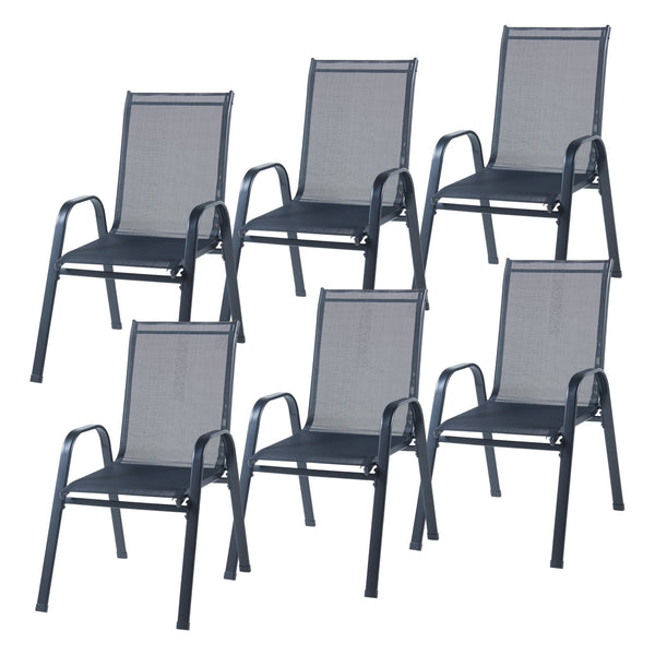 casa.pro Tuinset Aradeo 7-delig tuintafel met tuinstoelen zwart