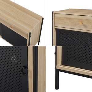 TV meubel Tysnes 120x40x75 cm eikenkleurig en zwart [en.casa]